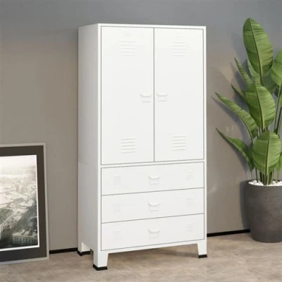 Image de vidaXL Garde robe Blanc 90x50x180 cm Métal