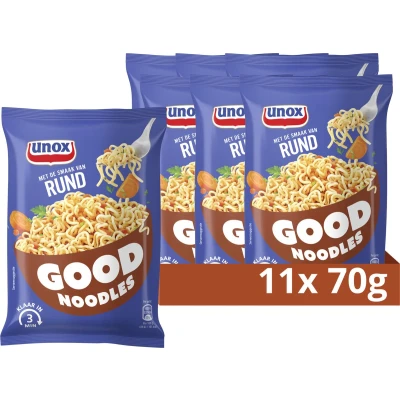 Afbeelding van Unox Good Noodles Rund zonder kunstmatige kleurstoffen en conserveermiddelen 11 x 70 g