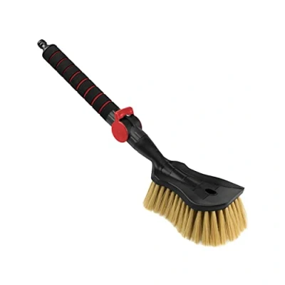 Afbeelding van ToM PaR Wasborstel, waterborstel, autowasborstel met wateraansluiting, snelsluiting voor waterventiel, zachte, fijne en delicate borstelharen, comfortabele handgreep, lengte: 54 cm
