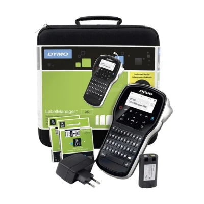 Image de DYMO LabelMANAGER 280 Kit étiqueteuse Noir et blanc transfert thermique Rouleau (1,2 cm) 180 dpi jusqu&#039;à 15 mm/sec USB outil de coupe