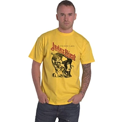 Afbeelding van Judas Priest Stained Class Vintage Head Heren T shirt 2XL Geel