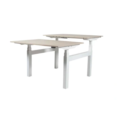 Afbeelding van Lectro Duo Plus werkplekken, zit sta (64 130cm) hoogte verstelbaar dmv 2 elektromotoren per wp met 140x80cm robson eiken 25mm bladen en zwart