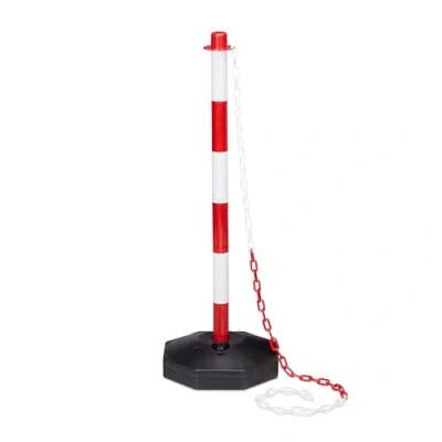 Afbeelding van relaxdays afzetpaal, afzet ketting, gemaakt uit PE, afzetpalen rood wit Pak van 1