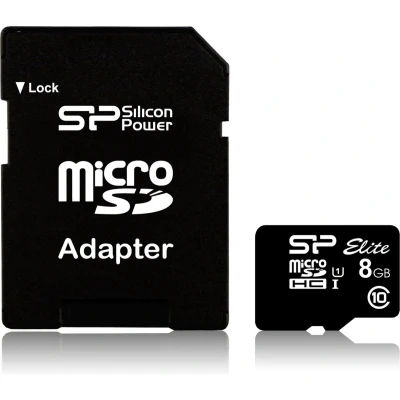 Afbeelding van Micro SD Memory Card with Adaptor Silicon Power SP008GBSTHBU1V10SP