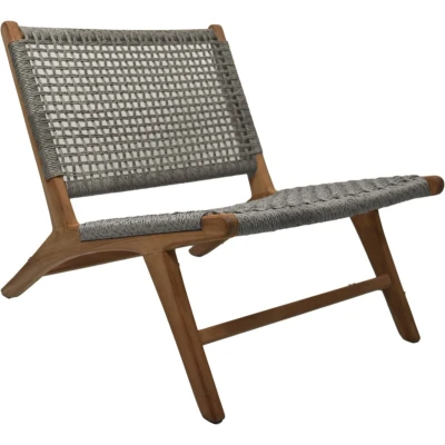Afbeelding van HSM Collection Loungestoel tuin Rio 66x80x65 off white/naturel Teak/bananenblad