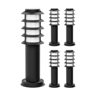 Afbeelding van ledscom.de 5 stuks padlicht/lichtklem/tuinlamp PORU voor buiten, IP44, rooster, 39 cm, zwart, 1 x E27 max. 40 W