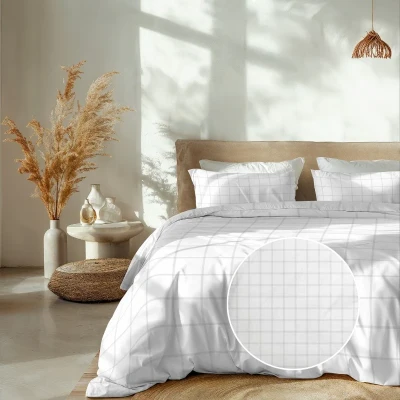 Afbeelding van Heckett Lane Dekbedovertrek Diamante Off White 200 x 200/220