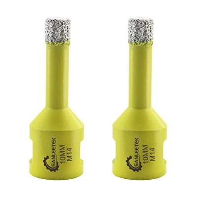 Afbeelding van Diamantboor, tegels, 2 stuks, 10 mm, SANLEETEK vacuüm gesoldeerd, gatenzaag, diamant, voor keramiek, porselein, marmer, graniet, droog boren M14 schroefdraad