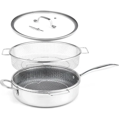 Afbeelding van LIVINGTON Titan pan gecoate roestvrijstalen 24 cm met diamanten antiaanbaklaag ovenvaste hoge voor alle soorten fornuizen
