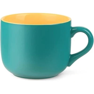 Afbeelding van XXL thee en koffiemok keramiek met handvat 650 ml Grote koffiekopjes Voor koffie, thee, muesli, soepkom Porseleinen Blauw geel