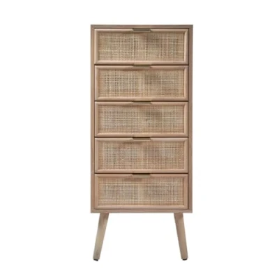 Afbeelding van CALICOSY Ladekast met 5 lades en natuurlijke rotan voorkant L36,5 x H100,5 cm