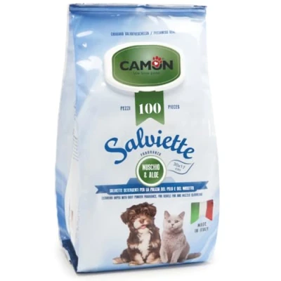 Afbeelding van Camon Reinigingsdoekjes voor het reinigen van haren met schuim en aloë, 30 x 17 cm, 100 stuks honden katten, 1 stuk