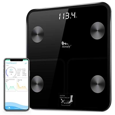 Afbeelding van himaly Intelligente digitale personenweegschaal voor lichaamsvet, gewicht, BMI, lichaamswater, botmassa, calorieën, visceraal vet