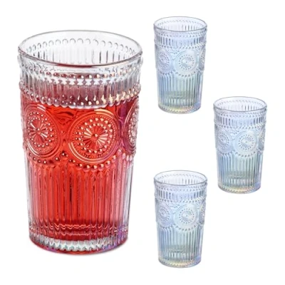 Afbeelding van Relaxdays drinkglazen set van 4 360 ml vintage vaatwasserbestendig