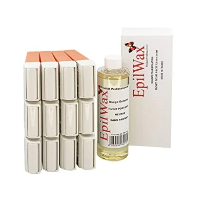 Afbeelding van EpilWax 12 x roll on wax met argan + 100 ontharingsstrips olie na ontharing benen, oksels, lichaam gemakkelijk te verdelen en verwijderen