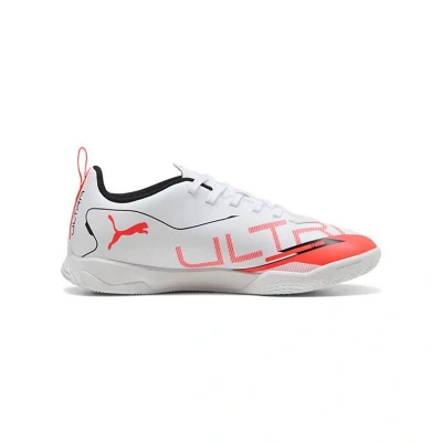 Afbeelding van Puma Ultra 5 PLAY IT JR Unisex Zaalvoetbalschoenen voor kinderen, Maat: 32, White/black/glowing red Kunststof