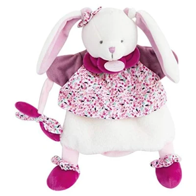 Afbeelding van Doudou et Compagnie knuffeldier handpop konijn roze 28 cm kersenkonijn DC3080