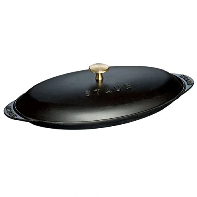 Afbeelding van STAUB Warm gietijzeren bord voor vissen, Ø 31 cm, mat zwart