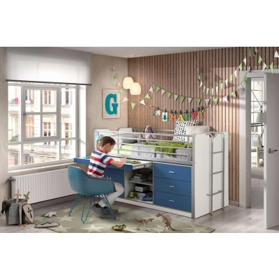 Afbeelding van Halfhoogslaper Bonny met uitschuifbureau blauw