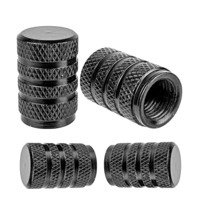 Afbeelding van ventieldop van aluminium, 4 stuks, zwarte doppen met afdichting voor autoventielen, motorfiets, scooter, aanhanger en fiets, autoventieldop, autoband