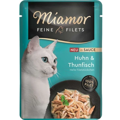 Afbeelding van 24x100g Miamor Fijne Filets in Saus Kip &amp; Tonijn natvoer voor katten