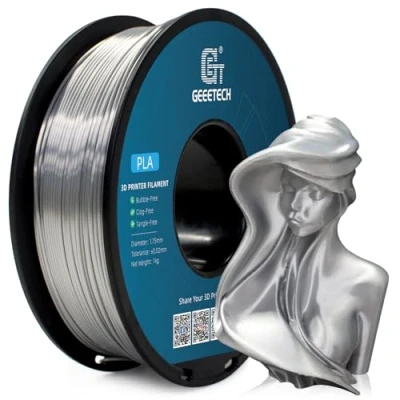 Afbeelding van GEEETECH PLA filament 1,75 mm zijde zilver 3D printer 1 kg spoel