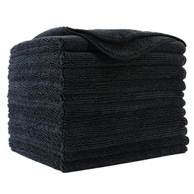 Afbeelding van Polyte Set van 12 hoogwaardige microvezel reinigingsdoekjes, 40 x cm, zwart