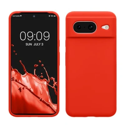 Afbeelding van kwmobile telefoonhoesje geschikt voor Google Pixel 8 Hoesje met siliconen coating Smartphone case in mandarijn oranje