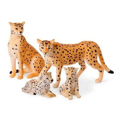 Afbeelding van Terra by Battat AN2820Z Set van 4 cheetah miniatuur speelgoed voor kinderen vanaf 3 jaar (geel)