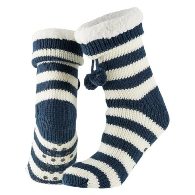 Afbeelding van Apollo Huissok met fake fur Navy Blauw Maat 36/41 Fluffy sokken Slofsokken Anti slip Warme Winter