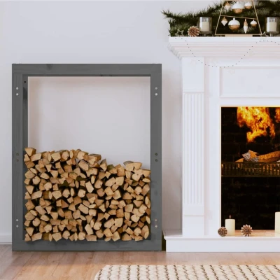 Afbeelding van Haardhoutrek 80x25x100 cm massief grenenhout grijs