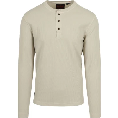 Afbeelding van Superdry Waffle LONG Sleeve Henley Trui, Heren, Maat: XL, Light stone beige