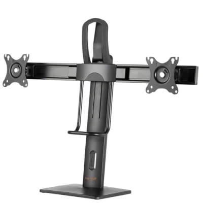 Afbeelding van My Wall bureaustandaard voor 2 monitoren tot 27 inch crossbar / full motion met veersysteem zwart