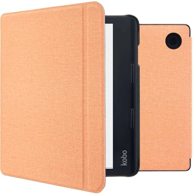 Afbeelding van iMoshion Ereader Cover / Hoesje Geschikt voor Kobo Sage Tolino Epos 3 Canvas Sleepcover Bookcase met stand Oranje Peach