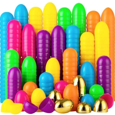 Afbeelding van JOYIN Geassorteerde kunststof paaseieren met 6 gouden eieren voor feestcadeau paasthema, vulling van specifieke lekkernijen, paaseierenjacht, vulling: