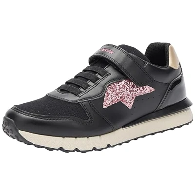 Afbeelding van Geox Fastics GIRL Sneakers laag voor kinderen, Maat: 24, Black/dark pink Imitatieleer/ textiel
