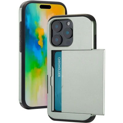 Afbeelding van imoshion Hoesje Geschikt voor iPhone 16 Pro Ruimte 2 pasjes Backcover met pasjeshouder Groen