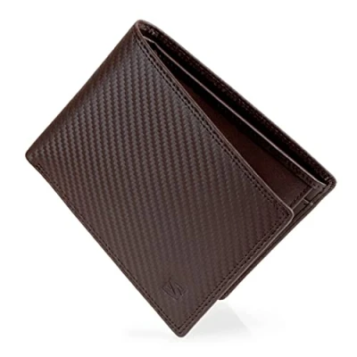 Afbeelding van SERASAR Leren Portemonnee [Carbon] Bruin met RFID Bescherming