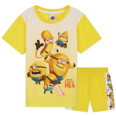 Afbeelding van MINIONS Pyjama voor kinderen, jongens, minions, pyjamaset zomer, set shorts T shirt, kleding jongeren, 2 14 jaar, Mosterd/geel