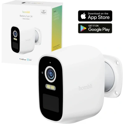 Afbeelding van Hombli Batterij Beveiligingscamera 2K Draadloos Buiten &amp; Binnen WiFi Bewakingscamera Bewegingsdetectie Gekleurd Nachtzicht Wit