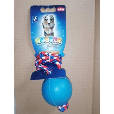 Afbeelding van Nobby rubber Bal met touw mix 6 cm
