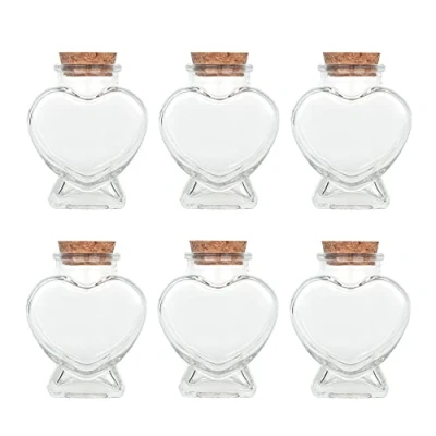 Afbeelding van Magic Season Decoratieve glazen flessen met kurksluiting (80 ml in hartvorm/6 stuks)