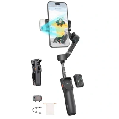 Afbeelding van hohem iSteady V3 Smartphone Gimbal Stabilisator, AI tracker vullicht, afneembare afstandsbediening, geïntegreerde statiefverlengstang, 3 assige opvouwbare stabilisator voor