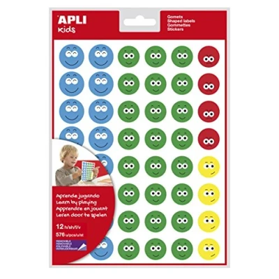 Afbeelding van Apli Kids beloningsstickers Happy Smile, groot, blister met 12 vellen hobbystickers