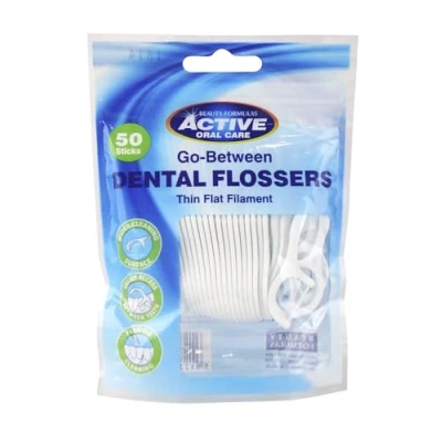 Afbeelding van Beauty Formulas, Flosdraad, Active Oral Care Tandflossers Draad tandenstokers in een zakje 50 stuks.