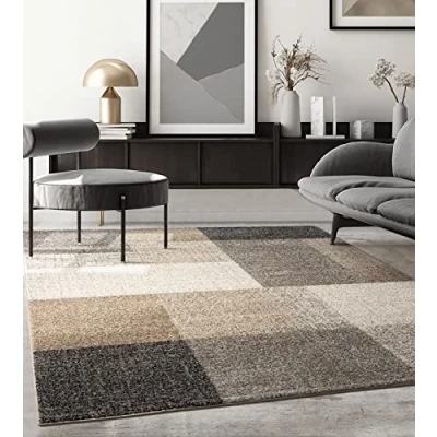 Afbeelding van Modern design woon of slaapkamer tapijt Geometrische patronen Tegels Beige 200x280 Binnen The Carpet PEARL
