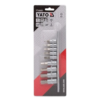 Afbeelding van YATO YT 04401 Doppenset 9 Binnen zeszijdig Chroom vanadium staal 1/4, 3/8
