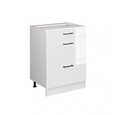 Afbeelding van Vicco Keukenonderkast R Line, Wit/Wit, 60 cm met laden, zonder werkblad
