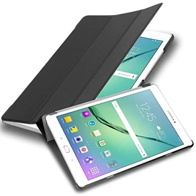 Afbeelding van Cadorabo Tablet Hoesje geschikt voor Samsung Galaxy Tab S2 (9.7 inch) in SATIJN ZWART Ultra dun beschermend geval met automatische Wake Up en Stand functie Book Case Cover Etui