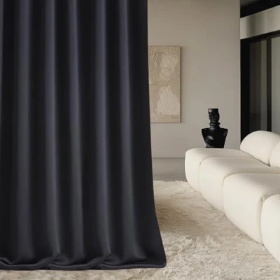 Afbeelding van ROOM99 Aura Gordijn met plooiband, 140 x 250 cm (b h), schuifgordijn, moderne decoratie, voor woonkamer, slaapkamer, zwart